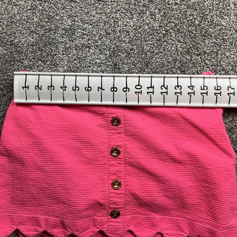 Lilly Pulitzer‎ Skirt Womens 10 Pink Button Front Scallop Hem Textured Mini - Picture 5 of 8